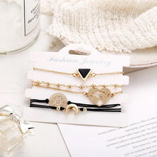 Load image into Gallery viewer, 5-Piece: Black Marble Pyramid Celestial Circular Bracelet Set