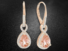 Load image into Gallery viewer, 14K Gold 3.00 CTTW Morganite Dangling Inception Twisted Earrings