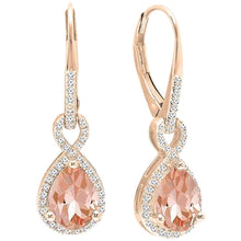 Load image into Gallery viewer, 14K Gold 3.00 CTTW Morganite Dangling Inception Twisted Earrings
