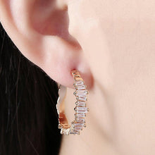 Load image into Gallery viewer, 14K Gold Plating Emerald Cut Asymmetrical Swarovski Elements Earrings
