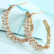 Load image into Gallery viewer, 14K Gold Plating Emerald Cut Asymmetrical Swarovski Elements Earrings