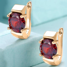 Load image into Gallery viewer, 14K Gold Plating Large Princess Cut Swarovski Elements Abstract Huggies