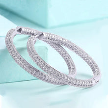Load image into Gallery viewer, 14K Gold Plating London Inspired Swarovski Elements Pav'e Circular Hoop Earrings