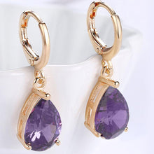 Load image into Gallery viewer, 14K Gold Plating Sleek Swarovski Elements Pear Cut Drop Earrings