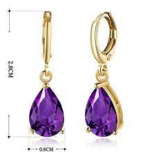 Load image into Gallery viewer, 14K Gold Plating Sleek Swarovski Elements Pear Cut Drop Earrings