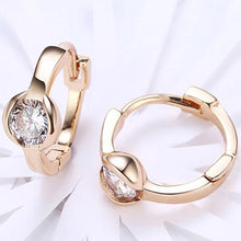 Load image into Gallery viewer, 14K Gold Plating Sleek White Swarovski Circular Clip On Earrings