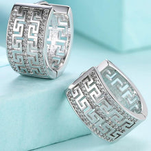 Load image into Gallery viewer, 14K Gold Plating Swarovski Elements Pav'e Laser Cut Celtic Design Hinge Earrings