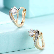 Load image into Gallery viewer, 14K Gold Plating White Swarovski Curved Harp Clip On Earrings