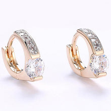 Load image into Gallery viewer, 14K Gold Plating White Swarovski Elements Pav'e Harp Shaped Clip On Earrings