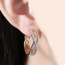 Load image into Gallery viewer, 14K Gold Plating White Swarovski Elements Twisted Abstract Clip On Earrings