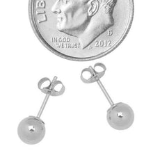 Load image into Gallery viewer, 14K Solid White Gold Ball Stud Earrings