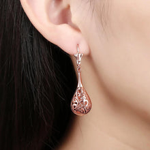 Load image into Gallery viewer, 18K Rose-Gold Plated Bohemian Laser Cut Drop Earrings