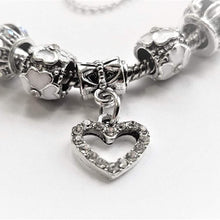 Load image into Gallery viewer, 18K White Gold Plated Crystal Heart Charm Bracelet
