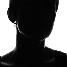Load image into Gallery viewer, 18K White Gold Plated Shell Pearl and Swarovski Elements Earrings