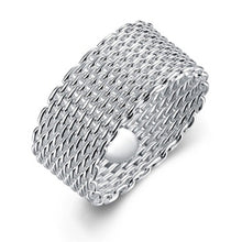 Load image into Gallery viewer, 18K White Gold Plated Sleek Mesh Wire Ring