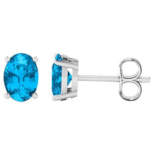Load image into Gallery viewer, 2-Pack: Genuine Gemstone Oval Sterling Silver Studs
