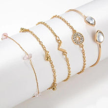 Load image into Gallery viewer, 5-Piece: Pink Crystal Celestial Bracelet Set