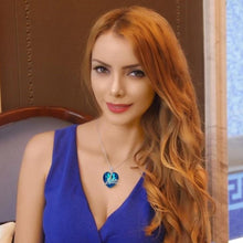 Load image into Gallery viewer, 14K White Gold Plated Blue Sapphire Heart Shaped Pendant Necklace