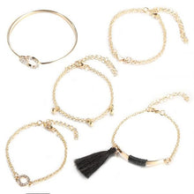 Load image into Gallery viewer, 5-Piece: Black Tassel Pav'e Bracelet Set