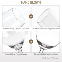 Load image into Gallery viewer, 4-Pack: Bella Vino Standard Hand Blown Crystal Red/White Wine Glasses