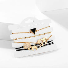 Load image into Gallery viewer, 5-Piece: Black Marble Pyramid Celestial Circular Bracelet Set