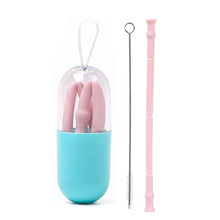 Load image into Gallery viewer, Foldable And Reusable Silicone Drinking Straw With Case