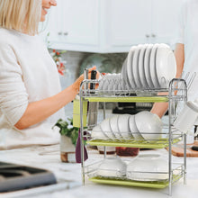 Load image into Gallery viewer, 3 Tier Dish Drying Rack Drainer Kitchen Storage Board Cutlery Cup Shelf