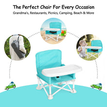 Load image into Gallery viewer, ODOLAND Folding Portable Travel High Chairs Booster Seat with Tray for Baby Infant