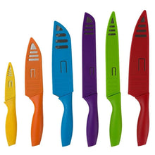 Load image into Gallery viewer, 6-Piece Set: Sazon Stainless Steel Knife and Colorful Slip Covers