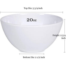 Load image into Gallery viewer, 6-Piece Set: White Melamine Cereal Bowls 20oz