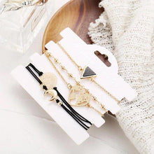 Load image into Gallery viewer, 5-Piece: Black Marble Pyramid Celestial Circular Bracelet Set