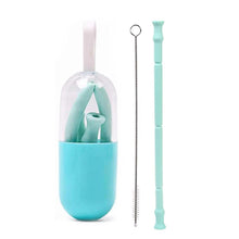 Load image into Gallery viewer, Foldable And Reusable Silicone Drinking Straw With Case