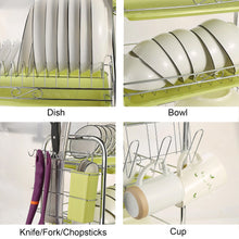 Load image into Gallery viewer, 3 Tier Dish Drying Rack Drainer Kitchen Storage Board Cutlery Cup Shelf