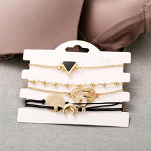 Load image into Gallery viewer, 5-Piece: Black Marble Pyramid Celestial Circular Bracelet Set