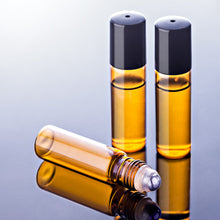 Load image into Gallery viewer, 12-Pack: Amber Glass Bottles 10ml with Stainless Steel Roller Balls