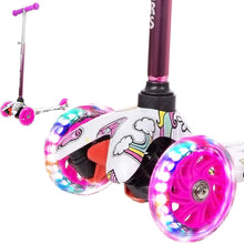 Load image into Gallery viewer, Rugged Racers Unicorn Print 3-Wheel Kick Scooter