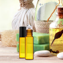 Load image into Gallery viewer, 12-Pack: Amber Glass Bottles 10ml with Stainless Steel Roller Balls