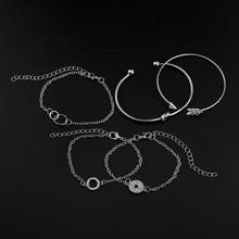 Load image into Gallery viewer, 5-Piece Set: Pav'e Loveknot Bracelet Silver Set