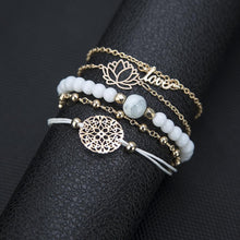 Load image into Gallery viewer, 5-Piece Set: Arcoris White Marble Filigree Pendant & Love Bracelet Set