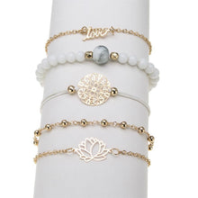 Load image into Gallery viewer, 5-Piece Set: Arcoris White Marble Filigree Pendant & Love Bracelet Set
