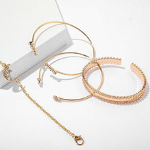 Load image into Gallery viewer, 4-Piece: 14K Gold White Crystal Celestial Bangle Set