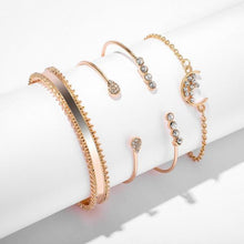 Load image into Gallery viewer, 4-Piece: 14K Gold White Crystal Celestial Bangle Set