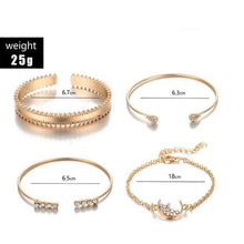 Load image into Gallery viewer, 4-Piece: 14K Gold White Crystal Celestial Bangle Set
