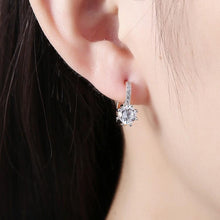 Load image into Gallery viewer, Simulated Star Shaped Micro Pav'e Leverback Earrings Set in 18K Gold