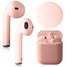 Load image into Gallery viewer, Airbuds Wireless Bluetooth Earphones with Charging Case and Bonus Qi Charging Mat