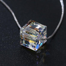 Load image into Gallery viewer, Aurora Borealis Crystal Cube Necklace Made with Swarovski Crystal