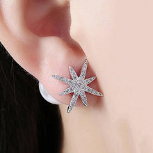 Load image into Gallery viewer, Freshwater Pearl Swarovski Elements Pav'e Starburst Studs in 14K White Gold Plating