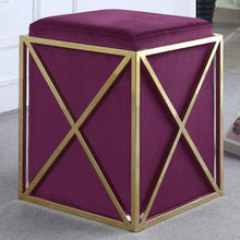 Load image into Gallery viewer, Genesis Ottoman Stainless Steel X Frame Square Velvet Bench