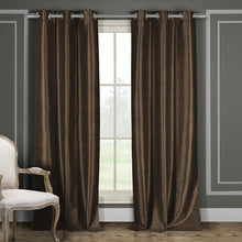 Load image into Gallery viewer, Heavy Faux-Silk Double-Layered Blackout Thermal Panel Pair - Assorted Colors