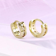 Load image into Gallery viewer, Orange Crystal Gold Plated Mini Clip On Huggie Earrings